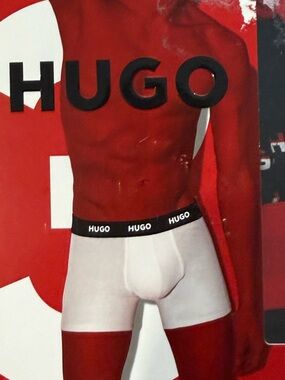 Hugo Boss White Boxer Briefs with Black Logo Waistband
